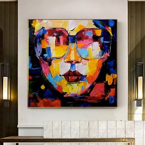 Grafiti Kanvas Sanatı, Kadın Kanvas Sanatı, Kadın Duvar Sanatı, Renkli Duvar Dekoru 70x70 cm