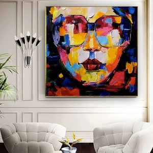 Grafiti Kanvas Sanatı, Kadın Kanvas Sanatı, Kadın Duvar Sanatı, Renkli Duvar Dekoru 70x70 cm