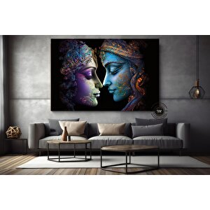 Radha Krishna Tablosu – Geleneksel Hint Reprodüksiyonu, Duvar Dekoru