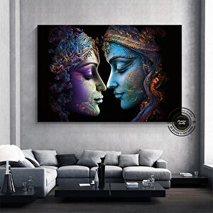 Radha Krishna Tablosu – Geleneksel Hint Reprodüksiyonu, Duvar Dekoru