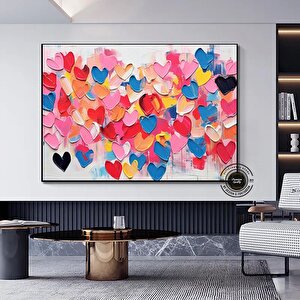 Romantik Kalp Kanvas; Sevgililer Günü Dekoru 20x30 cm