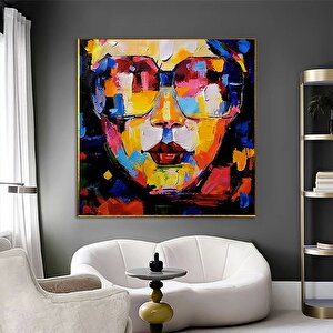 Grafiti Kanvas Sanatı, Kadın Kanvas Sanatı, Kadın Duvar Sanatı, Renkli Duvar Dekoru 60x60 cm