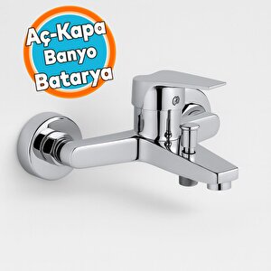 Tek Kollu Aç Kapa Krom Banyo Bataryası Duvar Tipi Armatür Premium Modern Tasarım Sıcak Soğuk Ayarlı