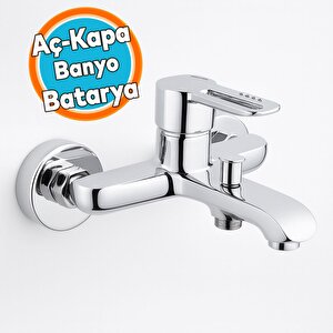 Tek Kollu Krom Banyo Bataryası Duvar Tipi Armatür Şık Premium Modern Tasarım Sıcak Soğuk Ayarlı