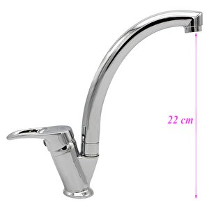Uzun Batarya Krom Lavabo Banyo Mutfak Musluğu Musluk Mermer Tezgah Üstü Çift Su Giriş Evye Mix
