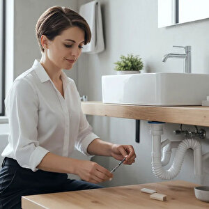 Çift Çıkışlı Lavabo Sifonu Körüklü Hortum Çamaşır Ve Bulaşık Makinesi Uyumlu Süzgeç Koku Yapmaz