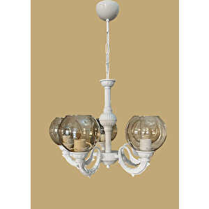 Ri̇ga Zamak Beş Kollu Avi̇ze Stati̇k Beyaz Boyali Bal Rengi̇ Camli