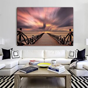 Soyut Gün Batımı Kanvas; Gökyüzü Tablosu 80x150 cm