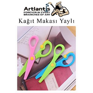 Renkli Kağıt Makası 1 Adet Plastik Yaylı Küt Uç Korumalı Okul Makası Çocuk Makası Okul Öncesi Kreş Ana Sınıfı