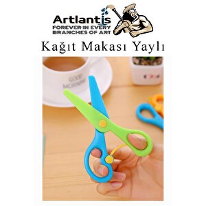 Renkli Kağıt Makası 1 Adet Plastik Yaylı Küt Uç Korumalı Okul Makası Çocuk Makası Okul Öncesi Kreş Ana Sınıfı