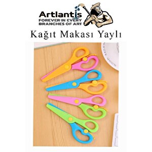 Renkli Kağıt Makası 1 Adet Plastik Yaylı Küt Uç Korumalı Okul Makası Çocuk Makası Okul Öncesi Kreş Ana Sınıfı