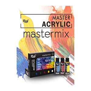 Rich Mastermix Akrilik Boya 6 Renk 60 Ml 1 Paket Pastel Renkler Akrilik Boya 6 Lı Profesyonel Tuval Canvas