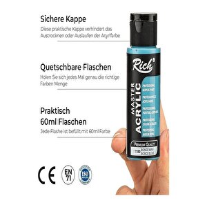 Rich Mastermix Akrilik Boya 6 Renk 60 Ml 1 Paket Pastel Renkler Akrilik Boya 6 Lı Profesyonel Tuval Canvas