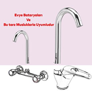 Metal Lavabo Mutfak Musluk Batarya Kuğu Lüks Evye Borusu Krom Su Kısa 360° Dönen Kaliteli Dayanıklı