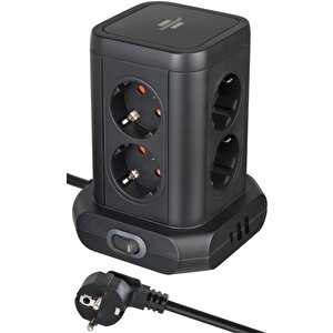 Brennnestuhl Premium Serisi Masa Üstü 8 Soketli 1type-c + 2 Usb Li Kule Tipi 2 Metre Kablolu Priz