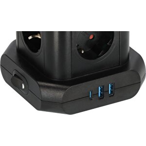 Brennnestuhl Premium Serisi Masa Üstü 8 Soketli 1type-c + 2 Usb Li Kule Tipi 2 Metre Kablolu Priz