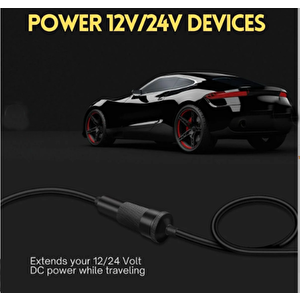 Araç Çakmak Uzatma Kablosu 12-24 Volt 16 Amper 2 X1,5 Mm Ttr Bakır 10 Metre-siyah