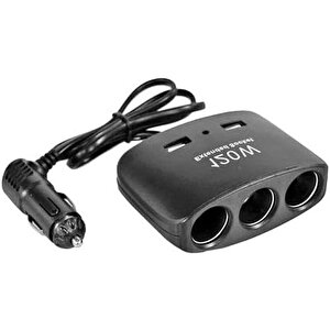 Çakmak Soket 12-24v- 120w Kablolu 3lü 2usb