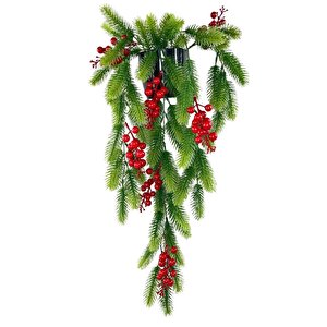 Yapay Çiçek Saksıda Sarkan Kokina Yılbaşı Çiçeği Red Berry 60cm