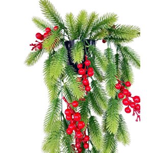 Yapay Çiçek Saksıda Sarkan Kokina Yılbaşı Çiçeği Red Berry 60cm
