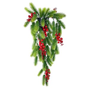 Yapay Çiçek Saksıda Sarkan Kokina Yılbaşı Çiçeği Red Berry 60cm