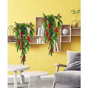 Yapay Çiçek Saksıda Sarkan Kokina Yılbaşı Çiçeği Red Berry 60cm