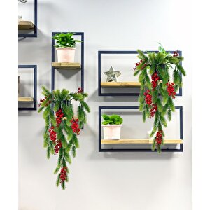 Yapay Çiçek Saksıda Sarkan Kokina Yılbaşı Çiçeği Red Berry 60cm