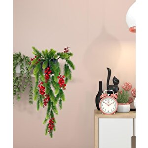 Yapay Çiçek Saksıda Sarkan Kokina Yılbaşı Çiçeği Red Berry 60cm