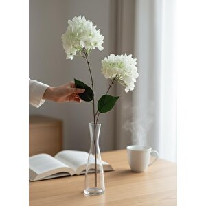 Yapay Çiçek Ortanca 90cm 2toplu Beyaz Tek Dal Kumaş Çiçek Uzun Dal
