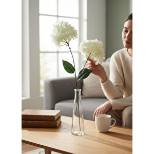 Yapay Çiçek Ortanca 90cm 2toplu Beyaz Tek Dal Kumaş Çiçek Uzun Dal