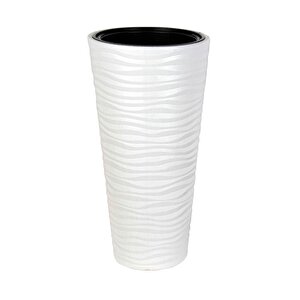 Beyaz Kumsal Vazo Dekoratif Uzun Saksı 5.5 Lt  30*57cm