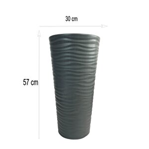 Antrasit Kumsal Vazo Dekoratif Uzun Saksı 5.5 Lt  30*57cm