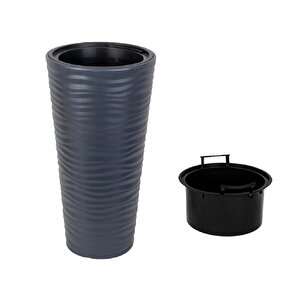Antrasit Kumsal Vazo Dekoratif Uzun Saksı 5.5 Lt  30*57cm