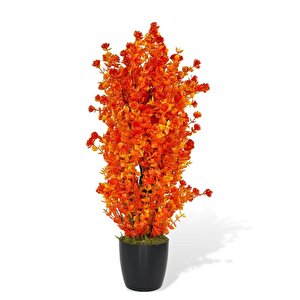 Yapay Çiçek Siyah Saksıda Turuncu Şimşir Ağacı 55cm