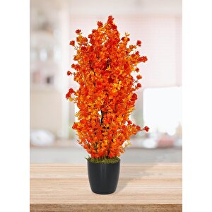 Yapay Çiçek Siyah Saksıda Turuncu Şimşir Ağacı 55cm
