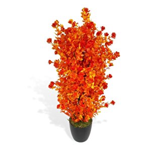 Yapay Çiçek Siyah Saksıda Turuncu Şimşir Ağacı 55cm