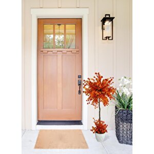 Yapay Ağaç Turuncu Top Kafalı Lotus Ağacı Beyaz Saksılı 90cm