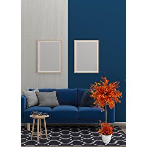 Yapay Ağaç Turuncu Top Kafalı Lotus Ağacı Beyaz Saksılı 90cm