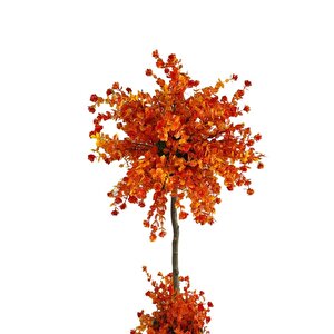 Yapay Ağaç Turuncu Top Kafalı Lotus Ağacı Beyaz Saksılı 90cm