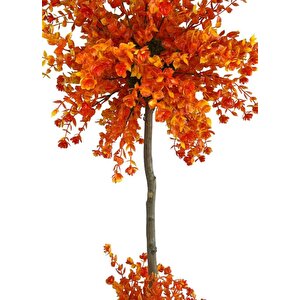 Yapay Ağaç Turuncu Top Kafalı Lotus Ağacı Beyaz Saksılı 90cm