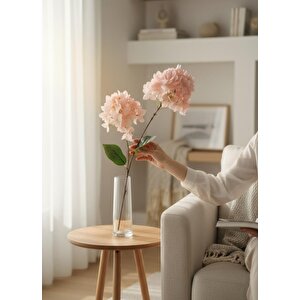 Yapay Çiçek Ortanca 90cm 2toplu Pembe Tek Dal Kumaş Çiçek Uzun Dal