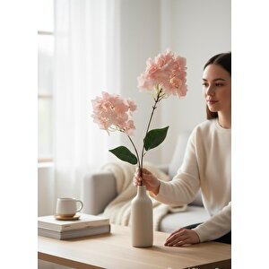 Yapay Çiçek Ortanca 90cm 2toplu Pembe Tek Dal Kumaş Çiçek Uzun Dal