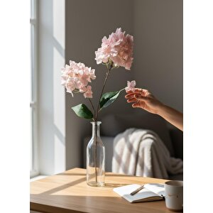 Yapay Çiçek Ortanca 90cm 2toplu Pembe Tek Dal Kumaş Çiçek Uzun Dal