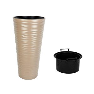 Dore Renk Kumsal Vazo Dekoratif Uzun Saksı 5.5 Lt  30*57cm