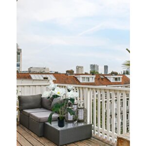 Yapay Çiçek Islak Manolya Çiçeği 6 Çiçekli 65cm Siyah Saksıda  Salon Çiçeği