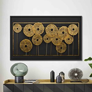 3d Metalik Etkili Modern Duvar Sanatı, Soyut Poster, Altın Efektli Trend Kanvas 80x150 cm