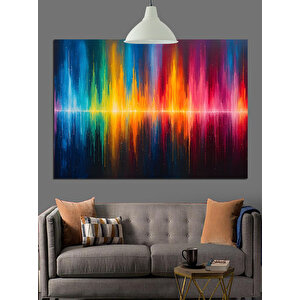 Dikey Renkli Işıkların Soyut İllüstrasyonu Dekoratif Kanvas - Mdf Ahşap Tablo 50x70 cm