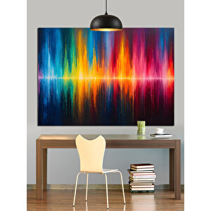 Dikey Renkli Işıkların Soyut İllüstrasyonu Dekoratif Kanvas - Mdf Ahşap Tablo 50x70 cm