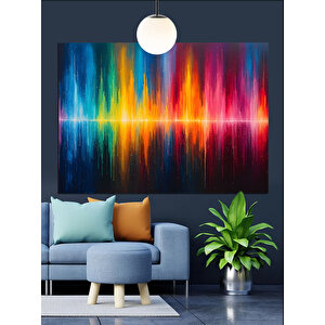 Dikey Renkli Işıkların Soyut İllüstrasyonu Dekoratif Kanvas - Mdf Ahşap Tablo 50x70 cm