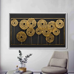 3d Metalik Etkili Modern Duvar Sanatı, Soyut Poster, Altın Efektli Trend Kanvas 50x70 cm